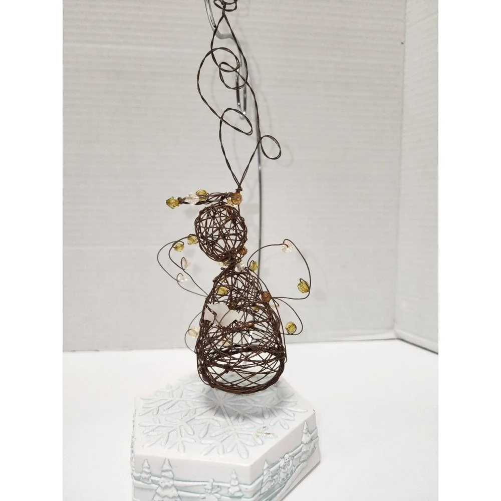 Hand made wire and‎ beads angel Christmas Tree Ornament rustic
